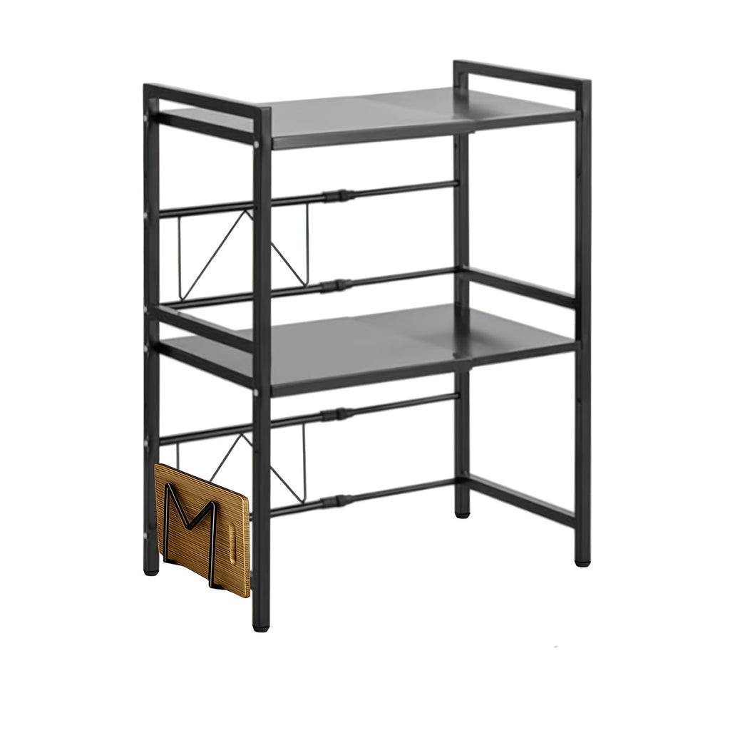 Estante de almacenamiento expandible de 2/3 niveles con 4 ganchos y soporte para tablas de cortar, estante de utilidad de encimera con altura y ancho ajustables, estante de almacenamiento para garaje, estante de almacenamiento vertical, extensible de 40-6