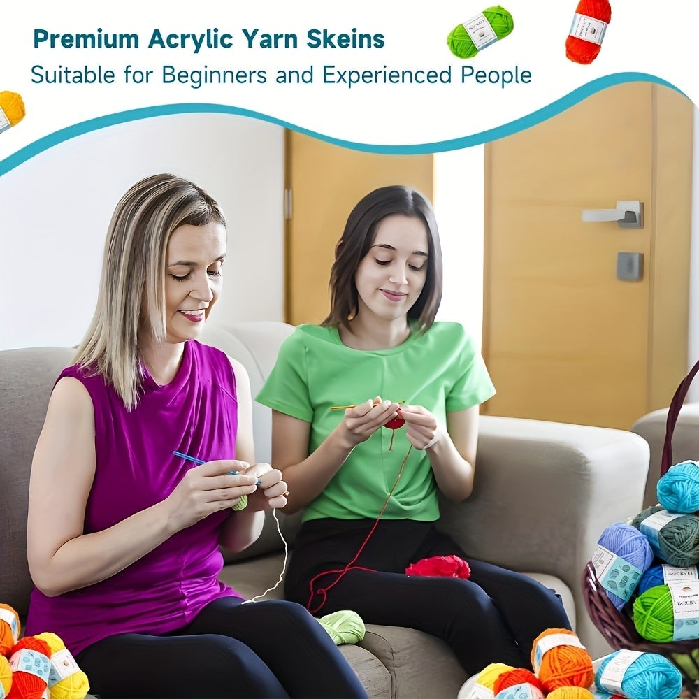 Kit de croché de 40/113 piezas con juego de hilos de 1828.8 metros surtidos para tejer y crochetear, juego de 73 accesorios de croché que incluye ganchillos ergonómicos, agujas de tejer y más, kit ideal para principiantes