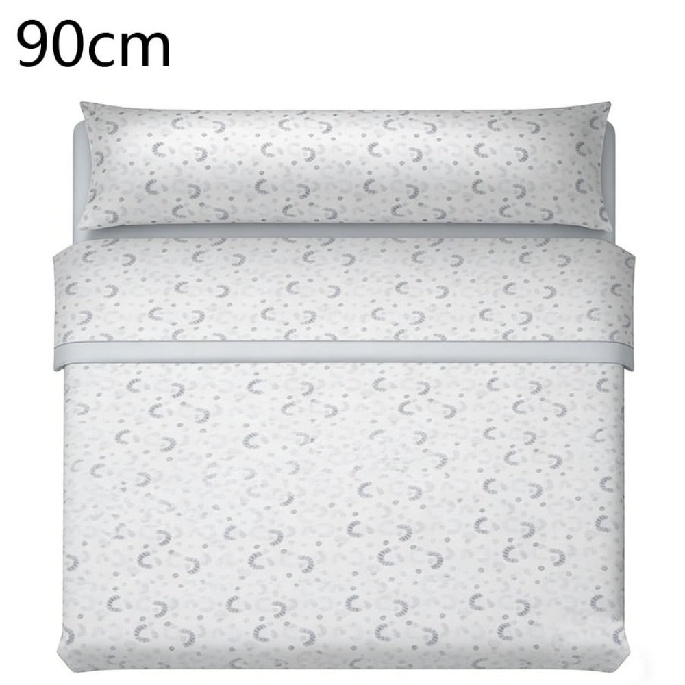 Juego de cama de tres piezas apto para todas las estaciones, que incluye una sábana, una sábana ajustable y fundas de almohada. Medidas: 90 cm, 105 cm, 135 cm, 150 cm y 180 cm.