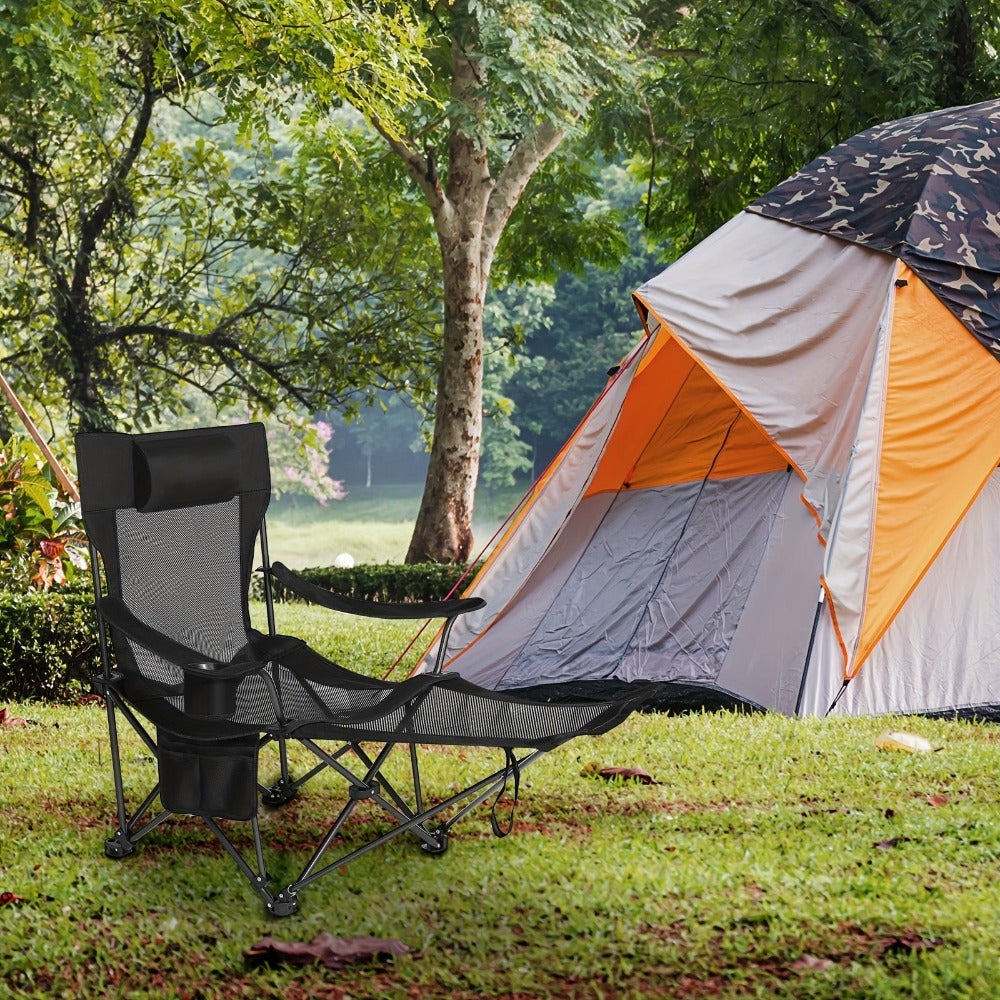 1pieza Silla de exterior para muebles de jardín para camping senderismo suministros de ocio al aire libre multifuncional modular 4-en-1 silla plegable de camping pesca asiento de banco de doble propósito (reposapiés extraíble/Ajuste de respaldo de cuatro