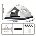 Tienda de Campaña para 2/4 Personas, Montaje Rápido y Fácil, Carpa Portátil con Bolsa de Transporte, Ideal para Senderismo y Aventuras al Aire Libre