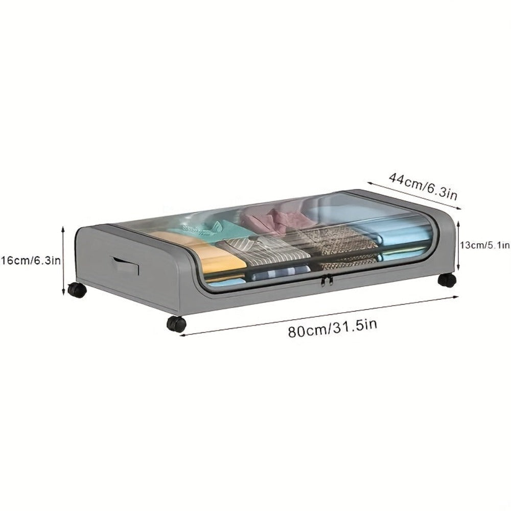 Caja de Almacenamiento Bajo la Cama con Ruedas 1/2 - Organizador Antipolvo de Gran Capacidad para Ropa de Cama, Ropa y Artículos Varios, Diseño Extraíble con Ruedas para Fácil Acceso, con Asas, Plegable, Solución de Almacenamiento Bajo la Cama