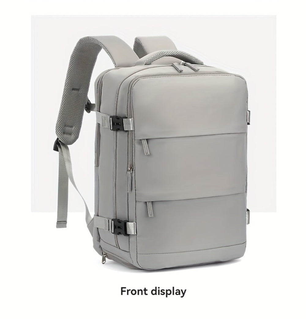 Mochila de viaje para laptop de mujer aprobada por aerolíneas, 38.1cm, separación seca y húmeda, azul claro, correa ajustable, compartimento para zapatos