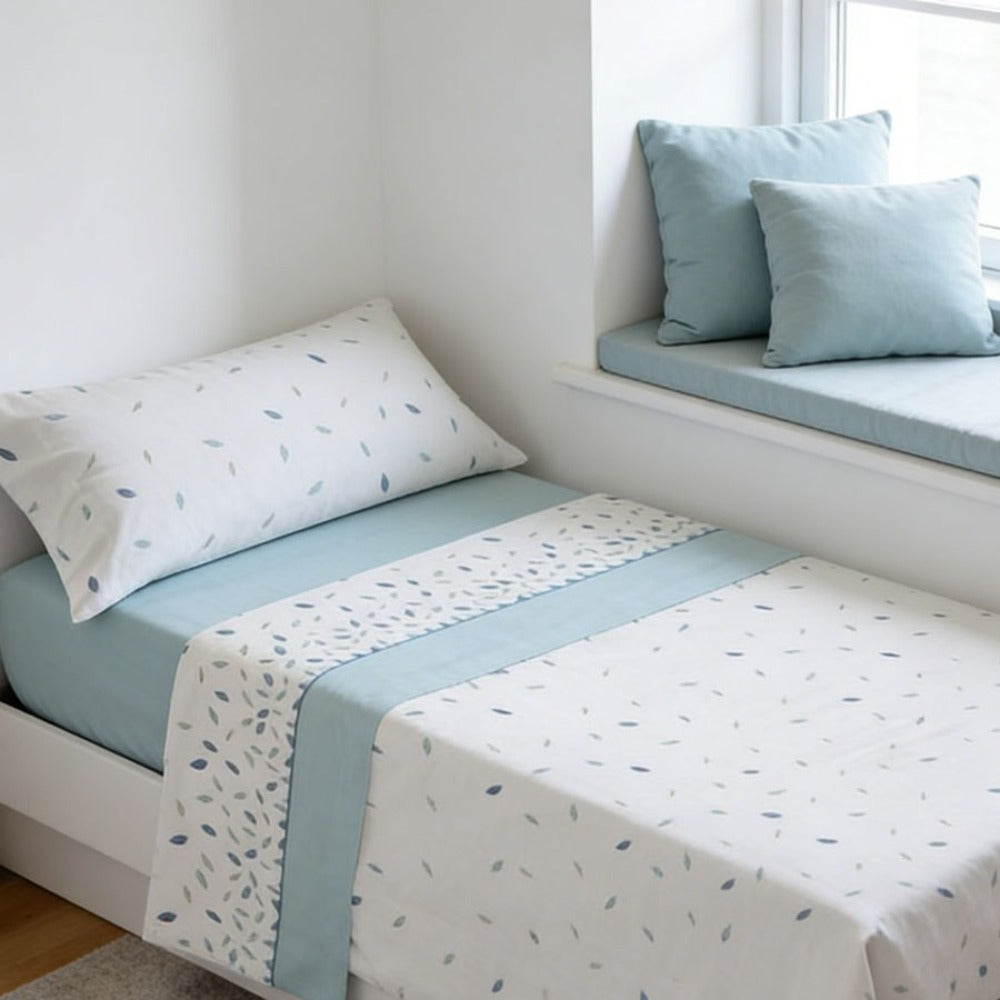 Juego de ropa de cama (Sábana ajustable, Cubrecama, Funda de almohada) | Juego de sábanas estampadas de 3 piezas | Primavera/Verano | Múltiples estilos | Tejido suave | 180cm - Múltiples tamaños disponibles