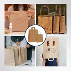 10/25/100 Uds Bolsas de Papel Marrón con Asa Rígida Bolsas Kraft para Comercio Regalos Navidad y Manualidades DIY
