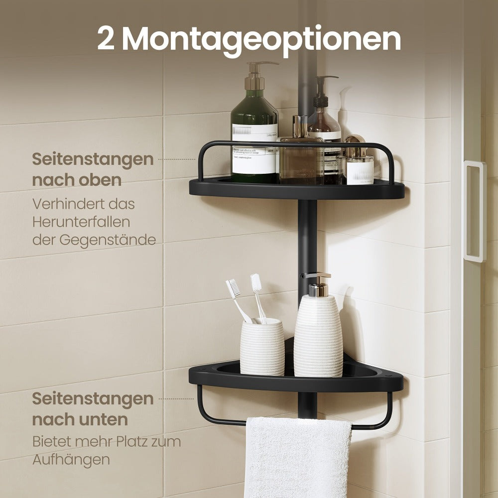 Estante de Esquina para Ducha, Estante de Baño de 4 Niveles, Organizador Ajustable de 85 a 305 cm, Estantes para Baño