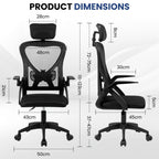 Silla de oficina ergonómica con reposacabezas y soporte lumbar, silla giratoria de escritorio con altura ajustable, silla de ordenador con respaldo de malla transpirable, reposabrazos y ruedas para oficina en casa, estudio, gaming