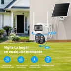 Cámara de Seguridad Exterior con Energía Solar, Tarjeta SIM y 4G LTE - Lente Dual HD 8MP, Zoom 10x, Detección de Movimiento/Humanos, Comunicación Bidireccional, Visión Nocturna a Color, para Vigilancia en el Hogar (No)