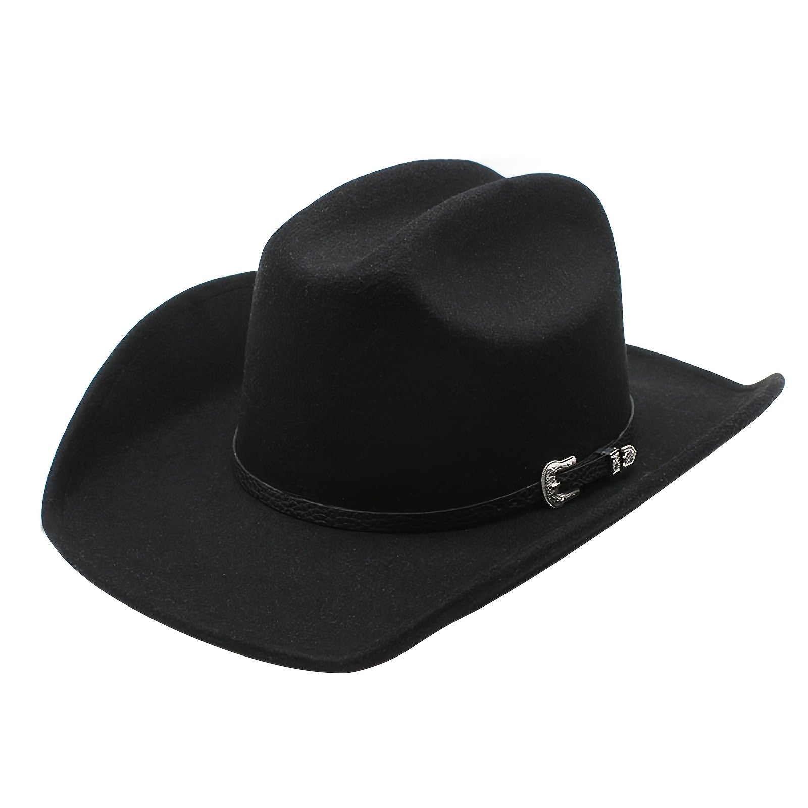 Sombrero Vaquero Unisex: Sombrero de Fieltro de Ala Ancha Clásico para Exteriores con Hebilla - Unisex