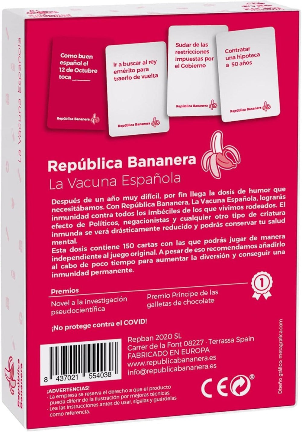 Juego de Mesa La Vacuna Española - REPUBLICA BANANERA – Cartas Divertidas para Adultos y Amigos | Humor, Estrategia y Risas Garantizadas en Fiestas