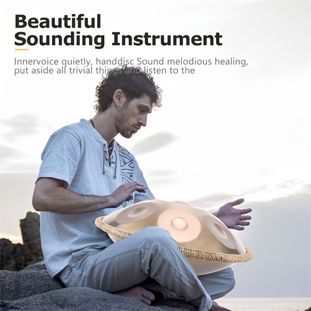 Tambor de Lengüeta de Acero de 22 Pulgadas con 10 Notas Afinadas 440Hz, Estilo Hand-Pan, para Relajación, Meditación, Práctica de Música Yoga, Incluye Baquetas y Bolsa de Transporte
