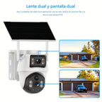 2 Piezas Cámara Binocular Solar WiFi Exterior 6MP, Detección de Humanos, Seguimiento de Movimiento, Intercomunicador Bidireccional, Visión Nocturna a Color, Alertas por Notificación
