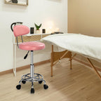 Bonnlo Taburete Giratorio Profesional con Respaldo, Taburete de Oficina Giratorio 360 Grados con Altura Ajustable de 48-58 Cm, Cubierta de PU, para Salón de Masajes, Manicura y Oficina (Blanco)