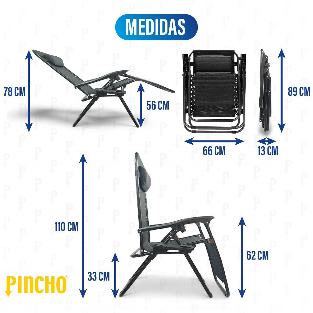 Tumbona Jardin Exterior Plegable Gravedad Cero - Pack 2 Sillas Reclinables o Hamacas para Playa, Terraza y Camping con Portavasos, Ligeras y Cómodas