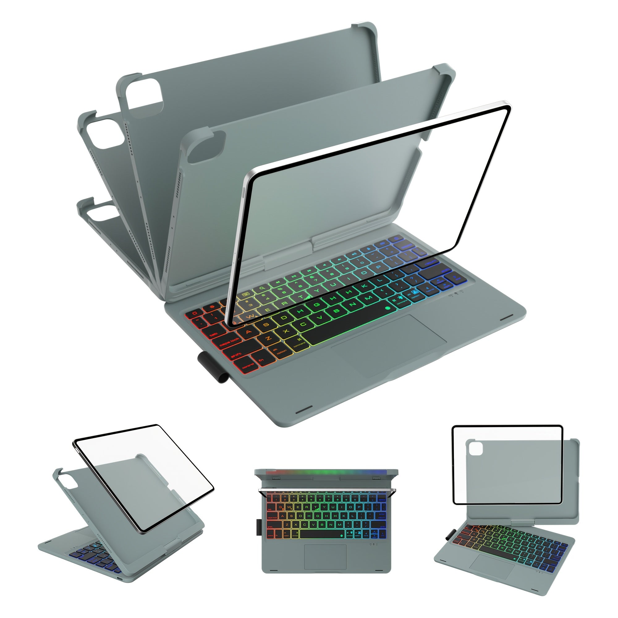 Funda con teclado giratorio para iPad para escritura, estudio y trabajo móvil