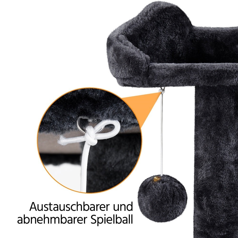 Costoffs Poste para Rascar de Gatos de 138 cm, Árbol Resistente con Pelota de Juego y Cueva para Gatos, Torre de Rascado y Escalada para Gatos, Casa para Gatos