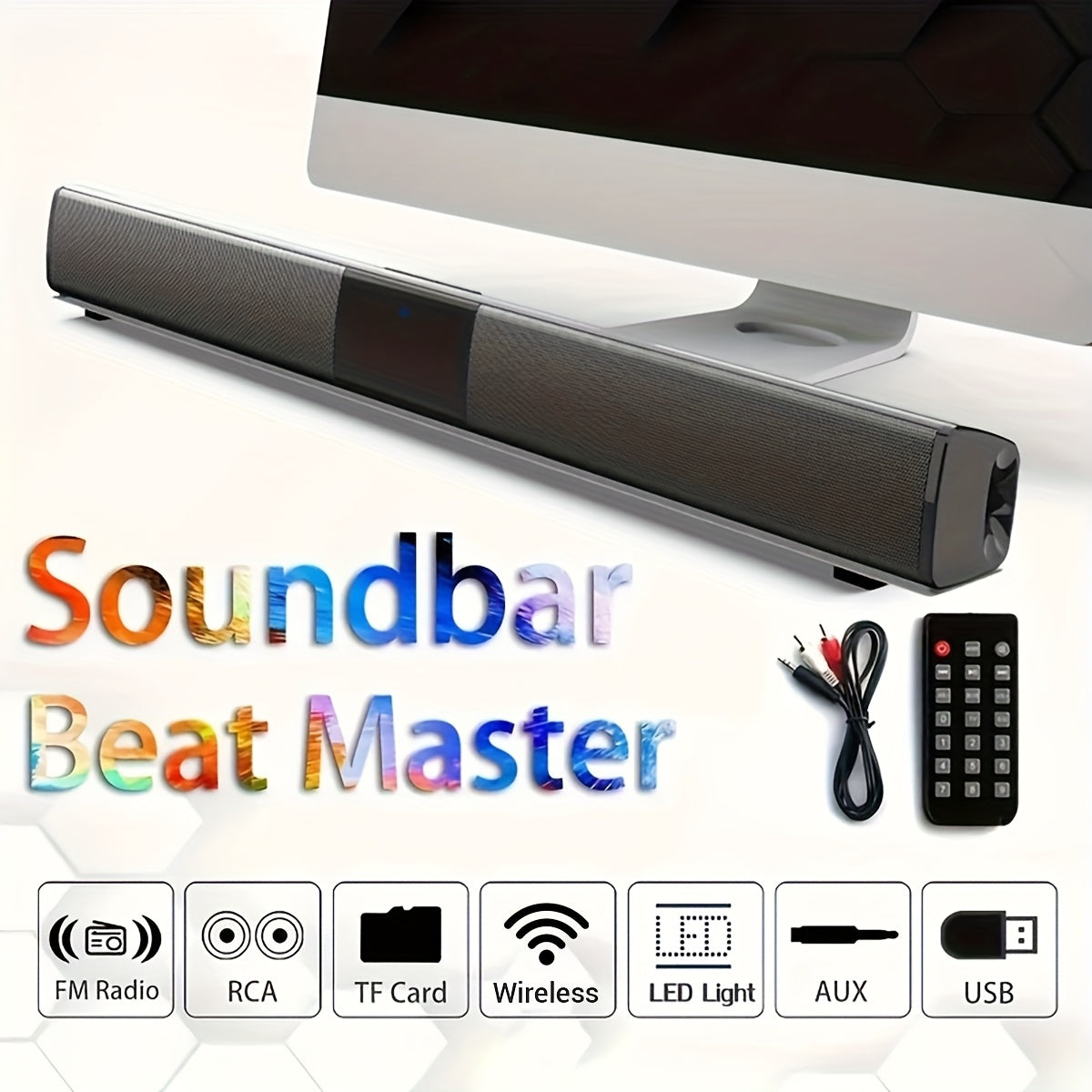 Barra de sonido inalámbrica 2 en 1 para TV PC y cine en casa | diseño funcional