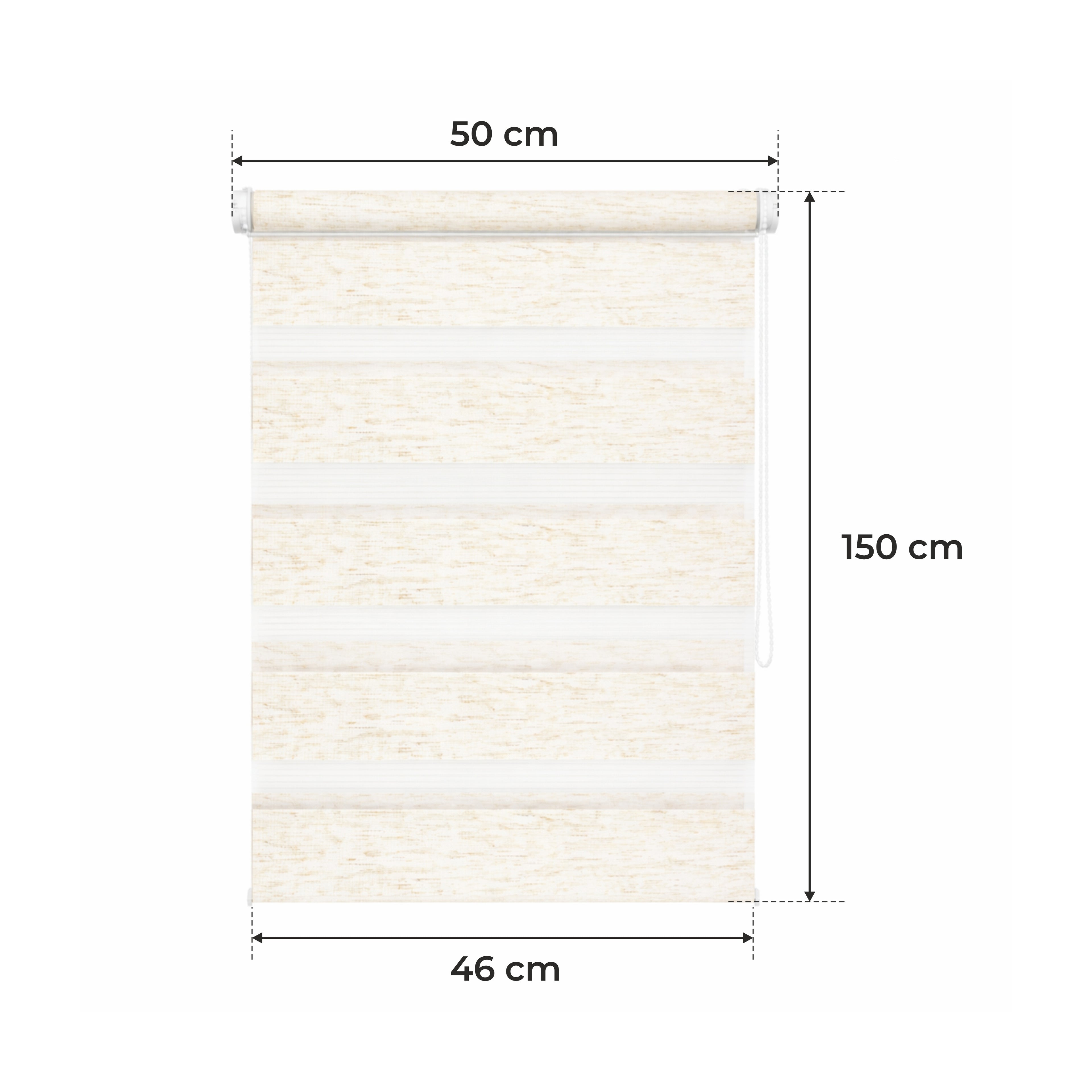 Persiana Día y Noche - Beige Melange - 32 Tamaños - BOJANEK Día y Noche - Instalación No Invasiva en Ventanas, Sin Necesidad de Taladrar, Ajuste por Cadena, Soportes Ajustables para Diferentes Grosos de Ventanas, Diseño Moderno, Protección de Luz y Privac