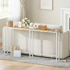 Mesa Estrecha de Consola con Regleta, Mesa de Consola con Estación de Carga, Mesa Estrecha para Sofá, Mesa de Consola Detrás del Sofá, Para Entrada, Pasillo, Marrón Rústico y Negro