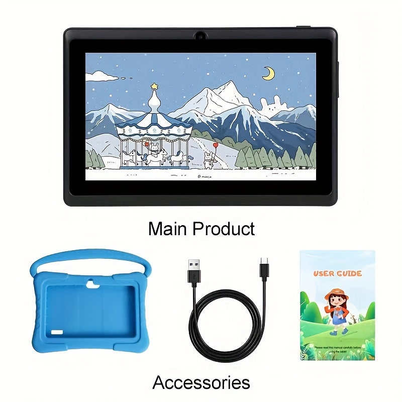 Tabletas Android | Tableta ITMEIPC Android 14 de 7 pulgadas con funda protectora, cubierta a prueba de golpes - Azul/Rosa 4GB (2GB + 2GB
