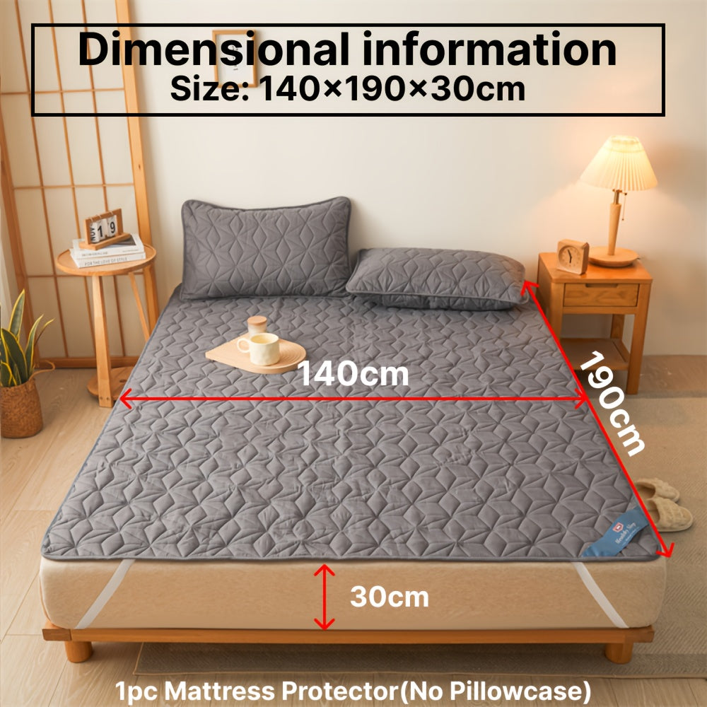 1 Protector de colchón acolchado impermeable, funda de colchón transpirable con correas elásticas para cubre cama (sin funda de almohada), topper de colchón antideslizante para todas las estaciones