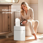 Papelera Inteligente con Tapa para Baño, Blanca, Productos de Almacenamiento para el Hogar, Recomendada para Cocina, Baño y Dormitorio