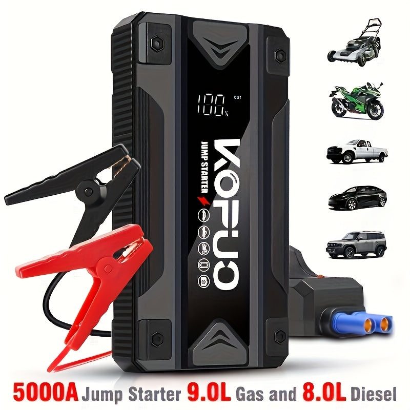 Arrancador de batería KOPUO 3000/5000A opcional 9000A, máquina todo en uno con bomba de aire de 150 PSI: arrancador de emergencia con función de iluminación, apto para coches de gasolina de 12V 10L y diésel de 8L - Accesorios y herramientas para coche - p