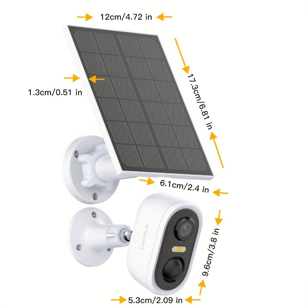 4pcs LaxiHub Cámara de Seguridad Inalámbrica FHD, Cámara Wi-Fi para Exteriores, Rastreo de Movimiento con IA, IP65, Visión Nocturna en Color, Audio Bidireccional para Seguridad de Bebés y Mascotas, Acceso Remoto por App, Almacenamiento en SD/Nube