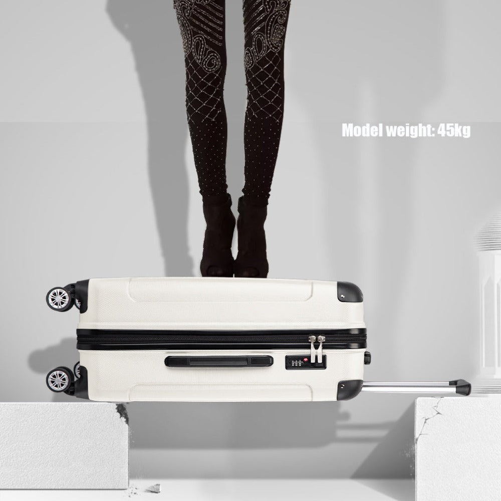 Juego de 3 maletas beige con diseño de panda, equipaje rígido de ABS para camping con ruedas giratorias y cerradura de combinación, regalo para la vuelta al cole, Black Friday, Día de Acción de Gracias y Navidad