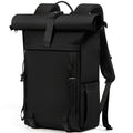 RAINSMORE Mochila Rolltop Mujer Hombre Mochila para Laptop 43.18 cm Mochila de Viaje Grande Mochilas de Día Mochila de Senderismo Negro Morado, Negro, L, Casual