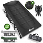 Tillvex® Cama Plegable para Camping con Bolsa de Transporte, Soporta Hasta 200 kg, Cama Extra Ancha para Camping, Cama de Campaña, Cama de Pesca para Uso en Exteriores e Interiores, Cama Plegable para Invitados, Portátil para Jardín, Camping, Pesca, Festi