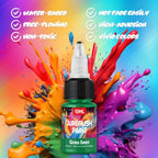 Un set de pinturas para aerógrafo en 12, 24 o 36 colores, cada una de 10 ml/0.33 oz, perfecto para diversas técnicas de pintura, incluyendo pintura al óleo, pintura a mano y proyectos. Ideal para principiantes y aficionados, así como para cerámica y arte.