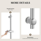 Barra de ducha sin clavos, barra de ducha de acero inoxidable, barra de ducha de 66 cm, barra de ducha de acero inoxidable de altura ajustable, barra de ducha moderna con soporte giratorio de 360° para cabezales de ducha para baños, duchas, hoteles, hogar