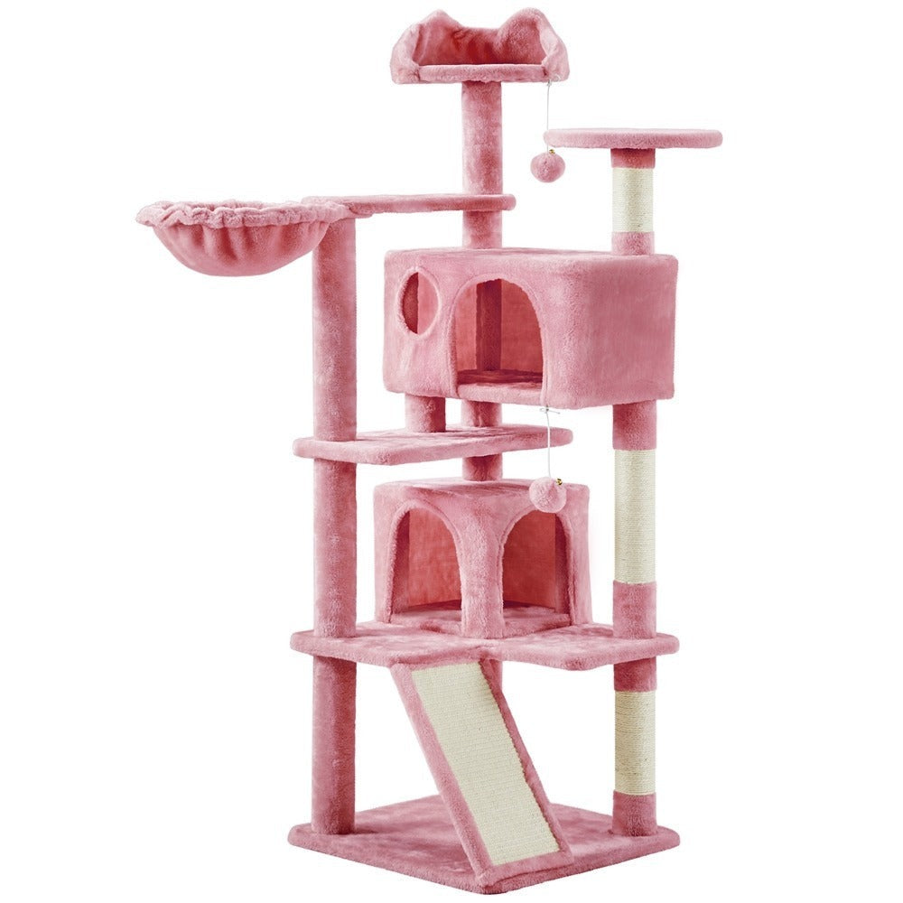 Rascador para gatos Costoffs, de 145 cm de altura, robusto árbol trepador con postes de sisal para rascar, 2 cuevas para gatos y sisal de juego para gatos