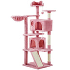 Rascador para gatos Costoffs, de 145 cm de altura, robusto árbol trepador con postes de sisal para rascar, 2 cuevas para gatos y sisal de juego para gatos