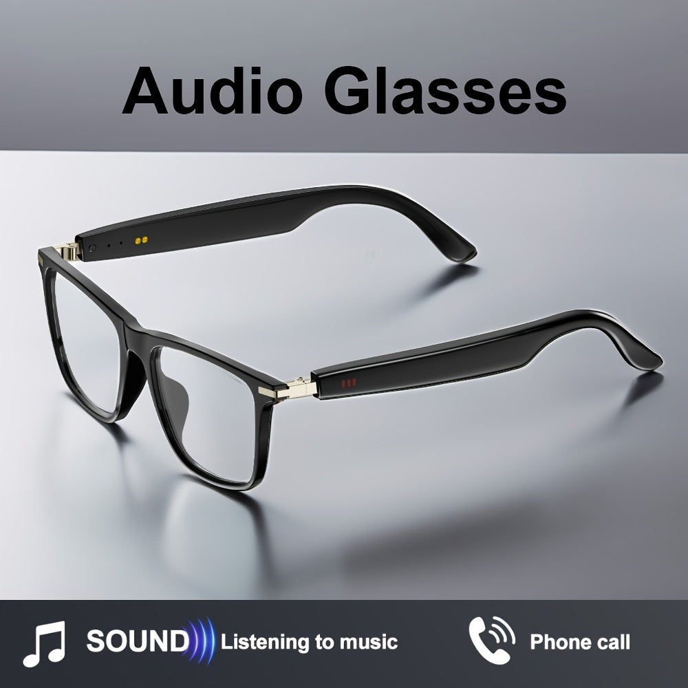 Gafas de Audio Inteligentes Multifuncionales con Altavoz Integrado y Tecnología Soundwave, Compatibles Con Llamadas Inalámbricas, Responder/Rechazar llamadas, Escuchar Música en las Gafas, Control por Foto, 85mAh*2 Batería Grande, Gran Autonomía, Diseño E
