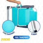 Silla Playa Plegable, Sillon Alto con Cojín, Reclinable, Altura del Asiento 29,5 cm, Asa de Transporte, Bolsillo para Movil y Bebida Textileno Resistente, Jardin, Camping, Hamaca