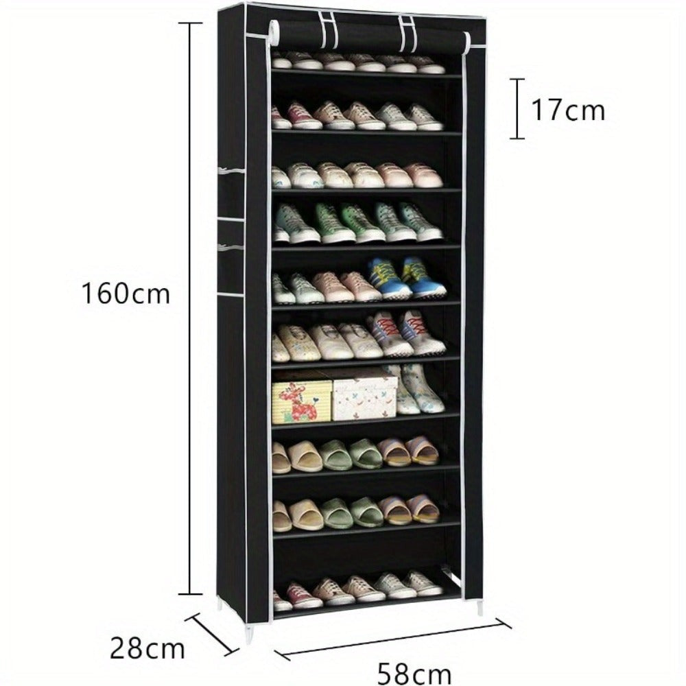 Estantería para Zapatos de 9 Niveles, Armario para Zapatos, Almacenamiento de Zapatos, Capacidad para Aproximadamente 27 Pares de Zapatos, Estante Sencillo (58 x 28 x 160 cm)