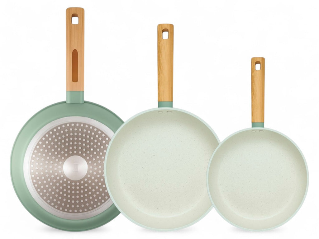 Juego de Sartenes Cocina 20+24+28 Revestimiento Antiadherente para Inducción | Recubrimiento Cerámico | Mango Soft-Touch | Set de Sartenes | Libre de PFOA y PFAS