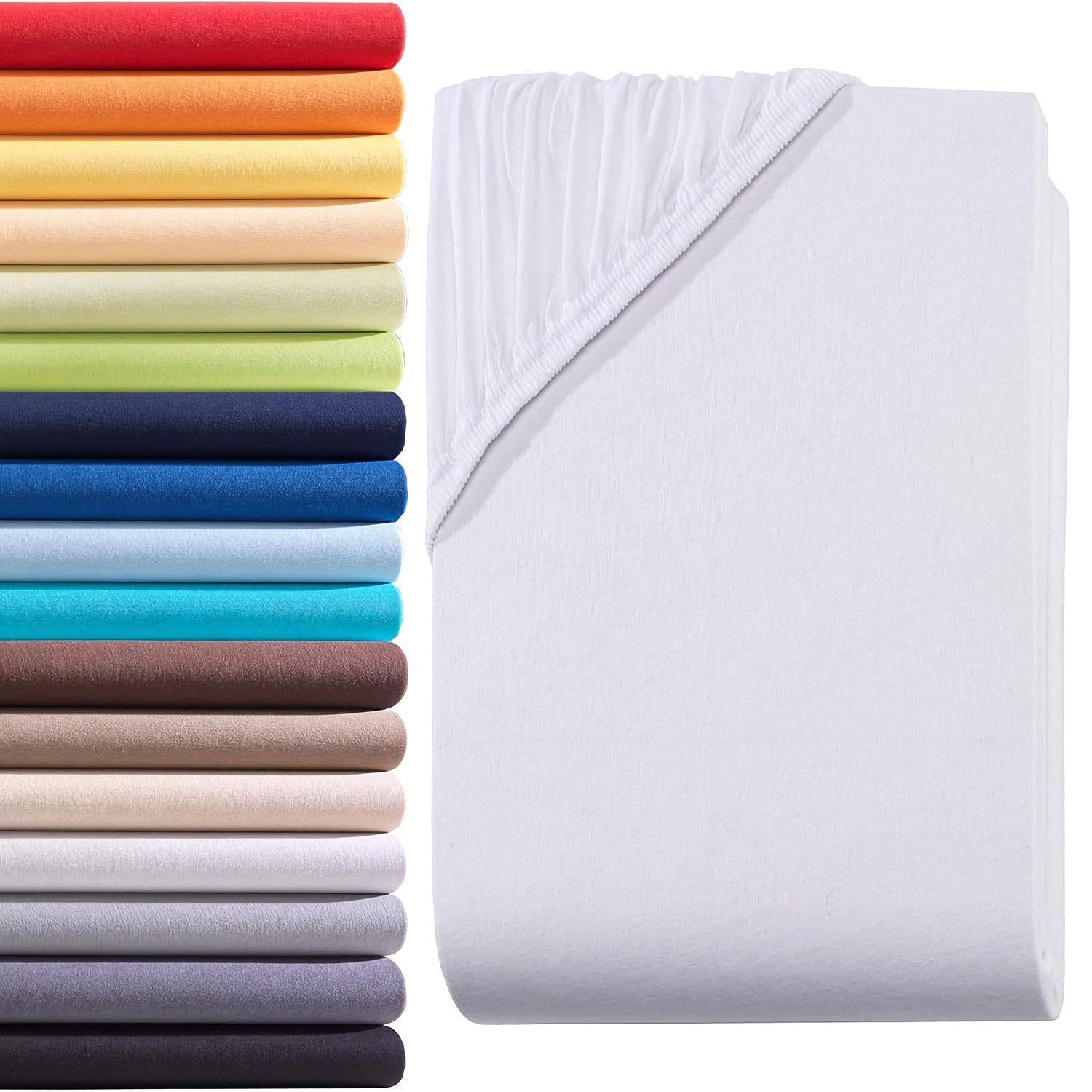 Sábana bajera ajustada de 1 pieza 100% algodón egipcio, diseño elástico en todo el contorno, color liso, apta para colchones de 90x200 a 200x220 cm, transpirable, lavable, de cobertura total, sábana perfectamente ajustada