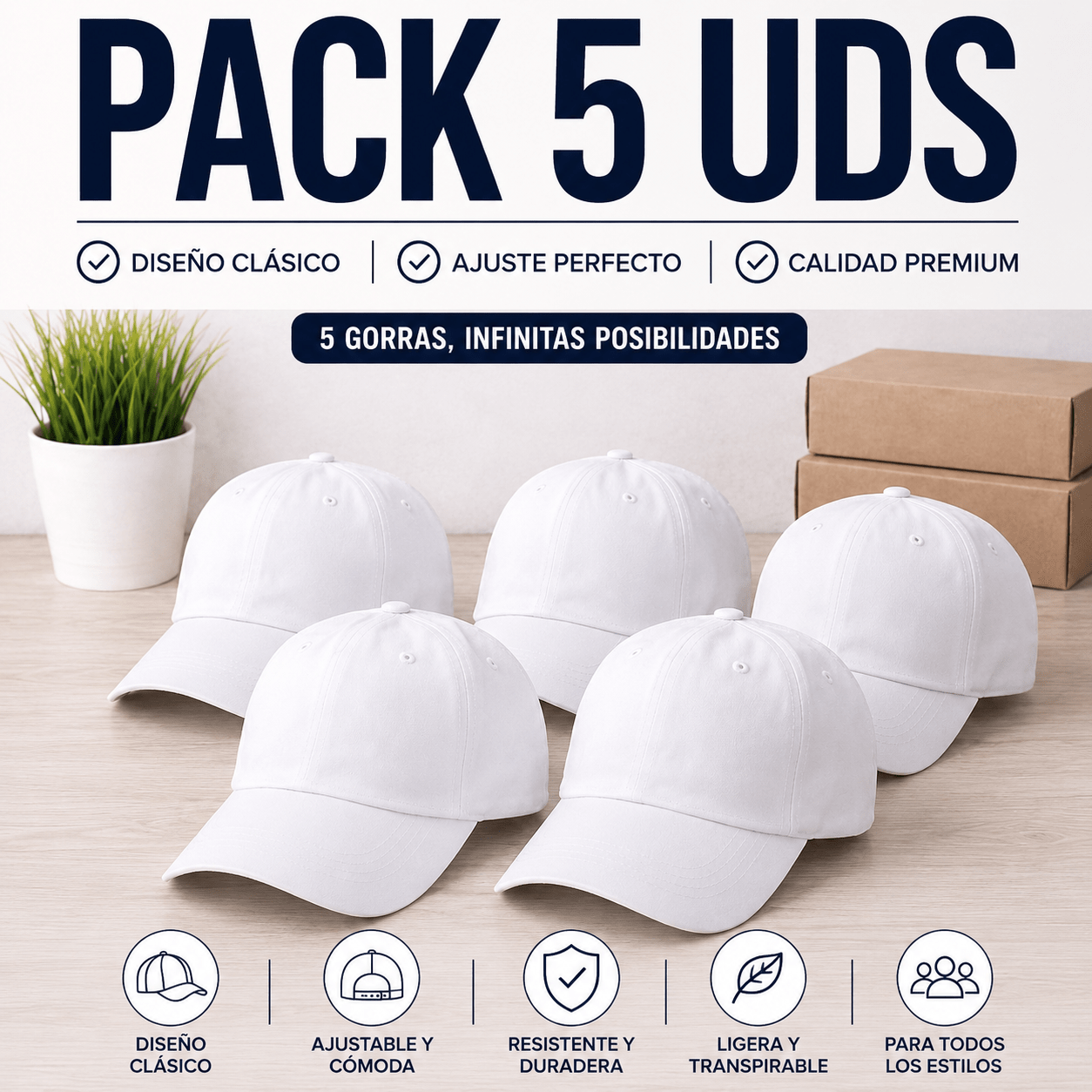 PACK DE 5 GORRAS