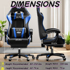 Silla de gaming ergonómica, silla de oficina con altura y respaldo ajustables, silla de oficina para computadora con soporte lumbar, reposapiés y reposacabezas, silla de gaming giratoria 360° con reposabrazos articulados
