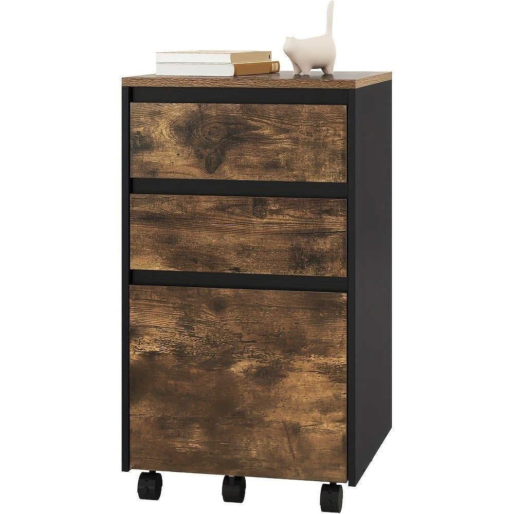 1pc Gabinete de Almacenamiento para Oficina con 3 Cajones, Gabinete de Oficina, Gabinete para Carpetas, Gabinete de Oficina con Ruedas, Contenedor Rodante con 3 Cajones, 40X70X40 Cm