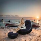 1 sofá inflable para exteriores con reposapiés/1 reposapiés, sofá inflable portátil, inflado rápido, plegable y ligero, adecuado para camping, playa, piscina