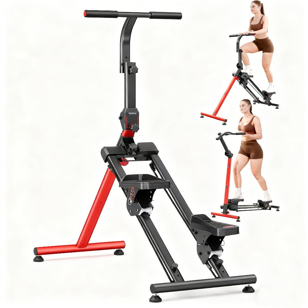 Esta versátil máquina de escalón ofrece funciones de esquí y escalada, es plegable para uso doméstico e incluye pedales anchos antideslizantes y manillares para mejorar la quema de grasa. Viene 90% preensamblada para una fácil configuración y se puede gua
