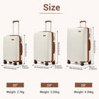 3 piezas de equipaje de cabina Kono de 20/24/28 pulgadas, equipaje de mano, pequeño, PC+ABS, carcasa dura, ligero, duradero, bolsa de viaje con ruedas dobles giratorias, cerradura de seguridad TSA