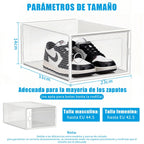 VORTEX Pack Organizador de Calzado Cajas de Zapatos Blancas y transparentes Apilables con Apertura Frontal，Sistema Antivuelco y Ventilación