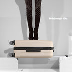 3 piezas de conjunto de maleta de cabina Beige ABS carcasa dura Carry On Trolley Case equipaje de mano ligero con 4 ruedas y cerradura de combinación