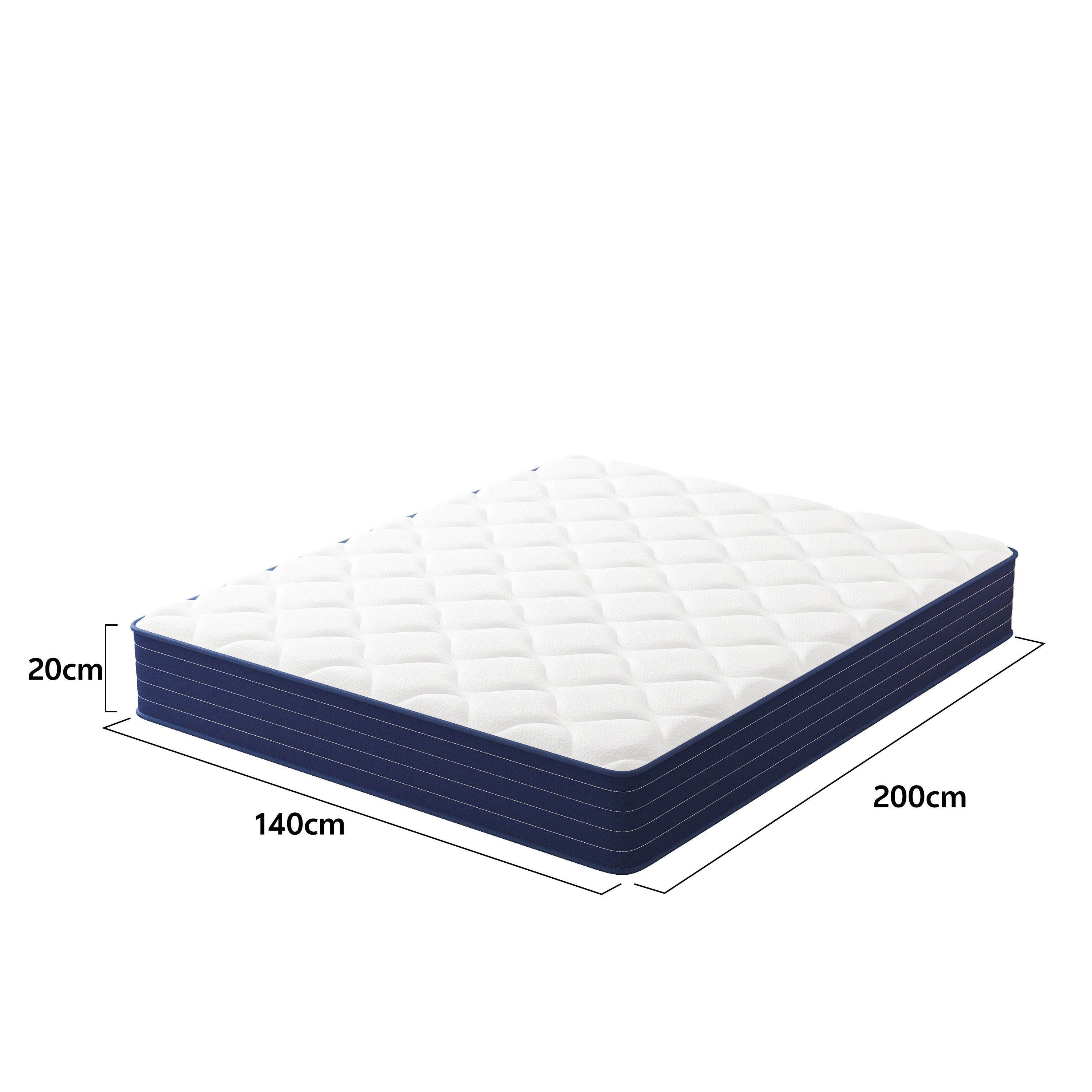 Colchón Híbrido - Colchón de Resorte Ojal de 20/25 cm, Resortes con Capa de Espuma Cómoda, Soporte de Firmeza Media, Tecnología de Absorción de Impactos, Superficie de Dormir Transpirable, Listo para Usar Directamente de la Caja