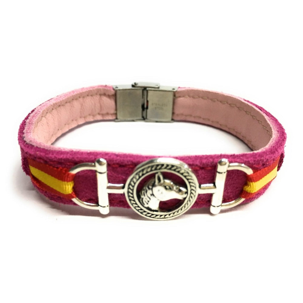 Pulsera De Cuero Figura Estribo y Figura Caballo | Bandera De España | Complementos de Moda Unisex
